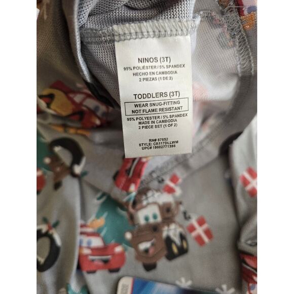 NWT Pixar Cars Toddler Boys Christmas Snug Fit Top and Pants Pajama Set, 2-Piece - Picture 3 of 3